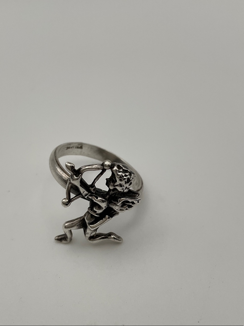 Vintage Taxco Sterling Silver Cupid Angel Ring - Signed T-73 MEX Figural Cherub